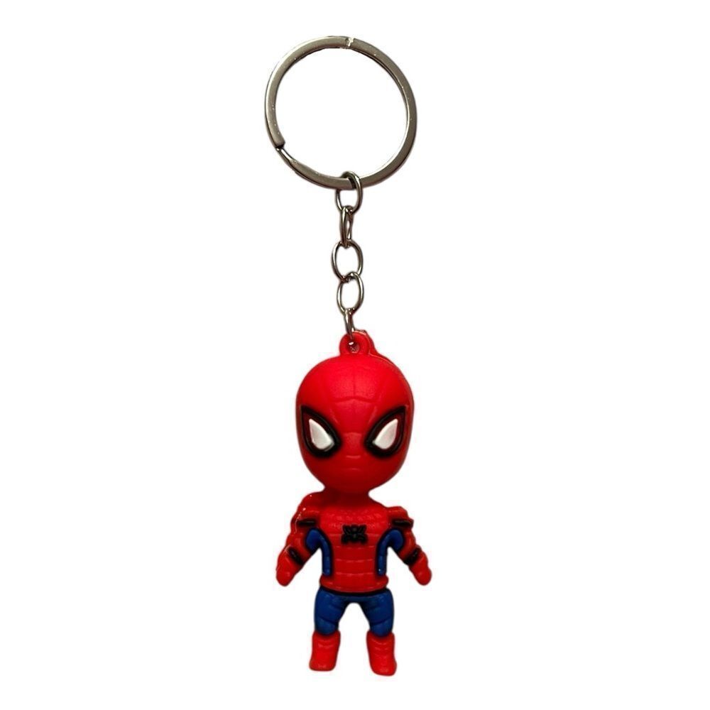 Spider-Man Red and Blue Rubber Silver Keychain Toy
